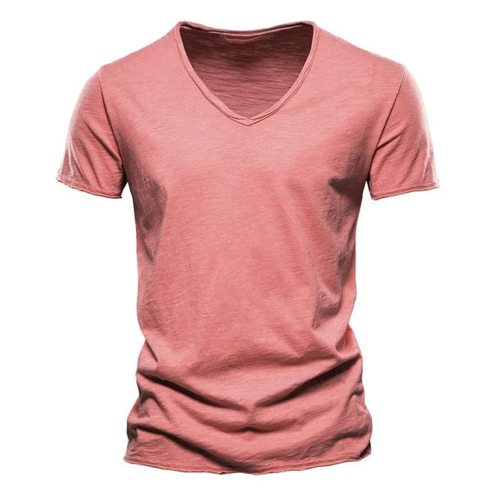 Mens Short-Sleeve V-Neck Cotton T-Shirt Casual Henley Long-Sleeve Style Top
