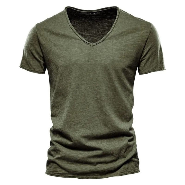 Mens Short-Sleeve V-Neck Cotton T-Shirt Casual Henley Long-Sleeve Style Top