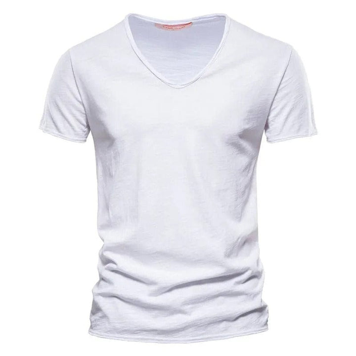 Mens Short-Sleeve V-Neck Cotton T-Shirt Casual Henley Long-Sleeve Style Top