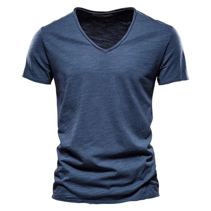 Mens Short-Sleeve V-Neck Cotton T-Shirt Casual Henley Long-Sleeve Style Top