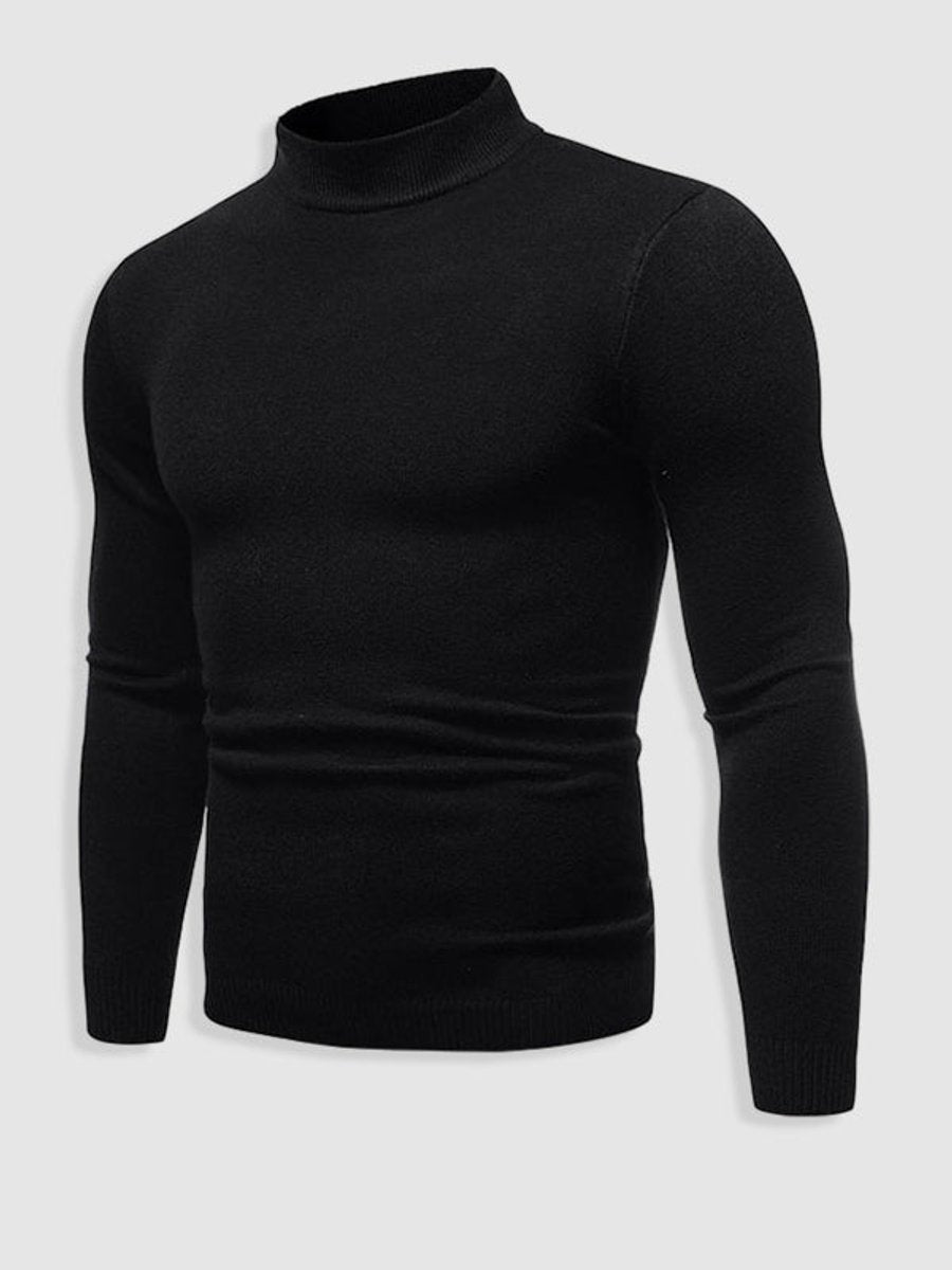 Mens Slim-Fit Henley Long-Sleeve Knit Turtleneck Jumper