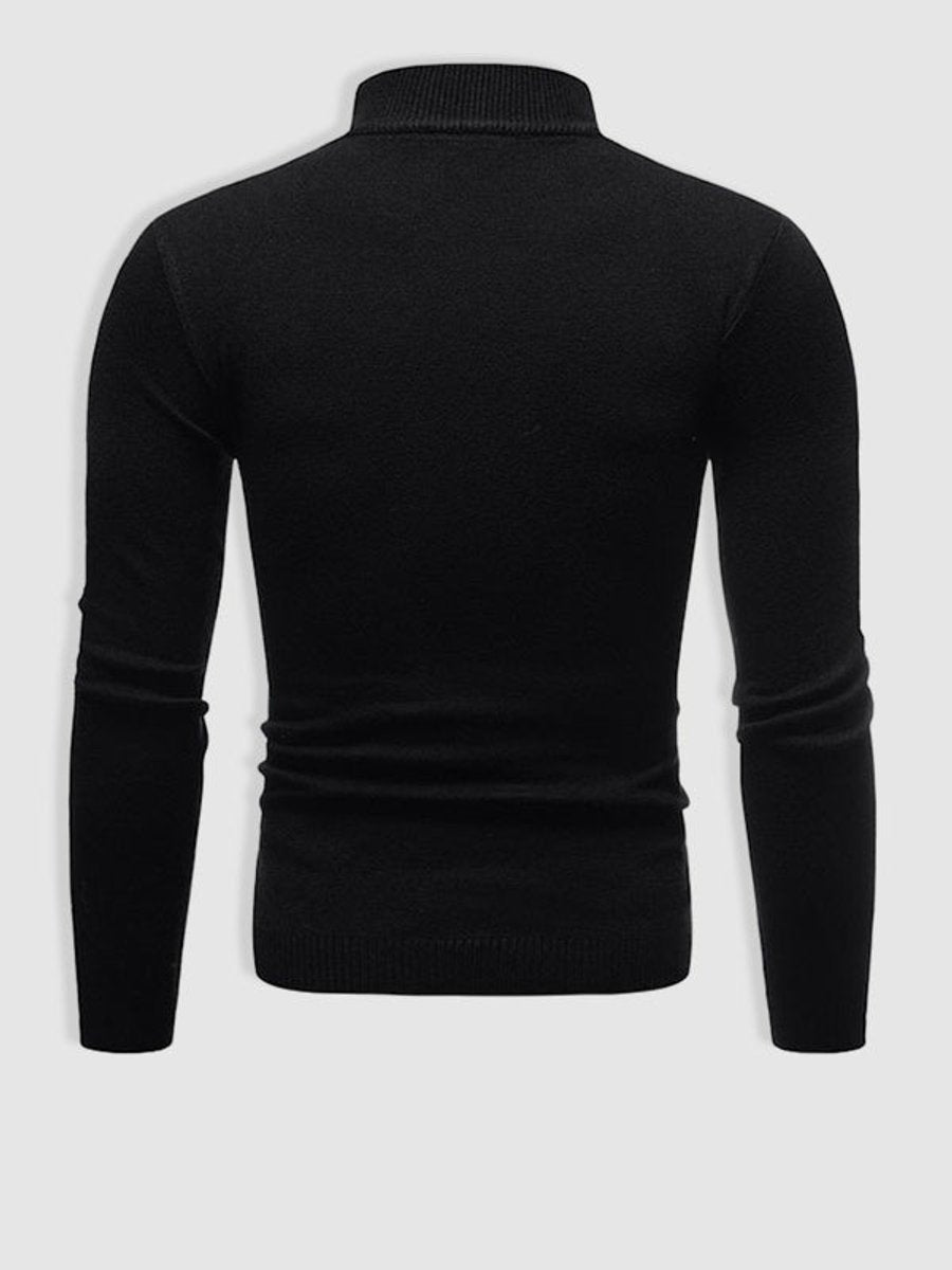 Mens Slim-Fit Henley Long-Sleeve Knit Turtleneck Jumper