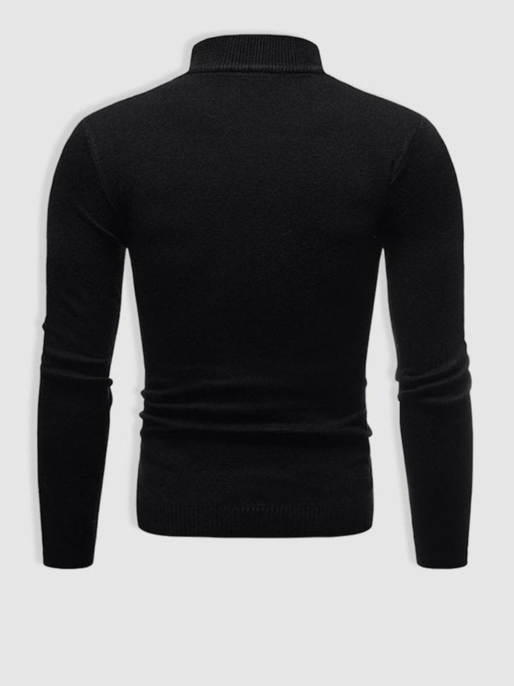 Mens Slim-Fit Henley Long-Sleeve Knit Turtleneck Jumper