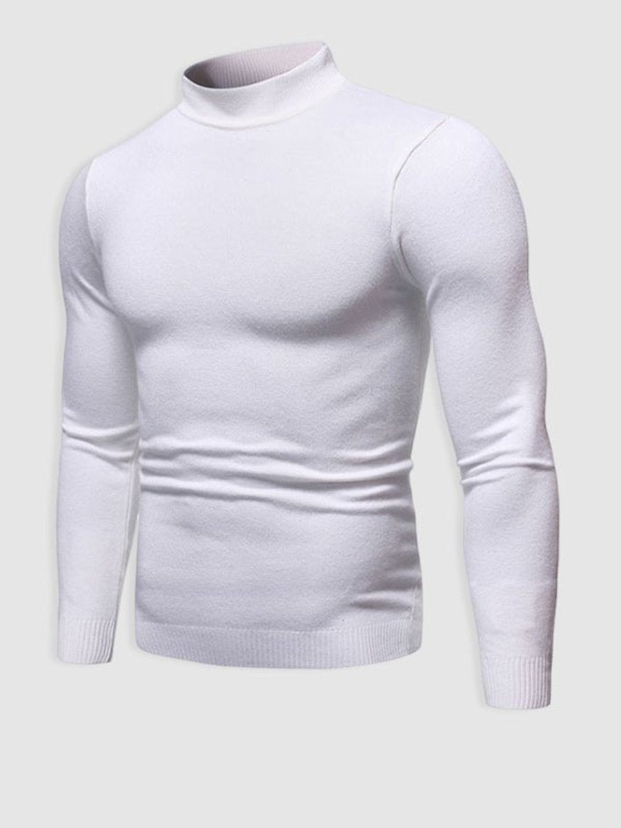 Mens Slim-Fit Henley Long-Sleeve Knit Turtleneck Jumper