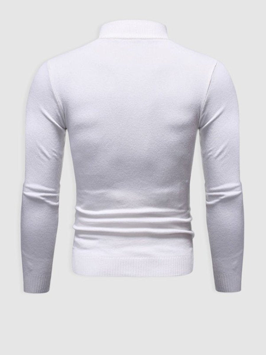 Mens Slim-Fit Henley Long-Sleeve Knit Turtleneck Jumper