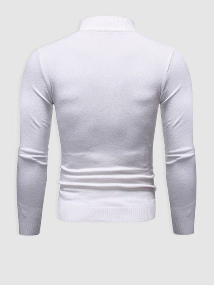 Mens Slim-Fit Henley Long-Sleeve Knit Turtleneck Jumper