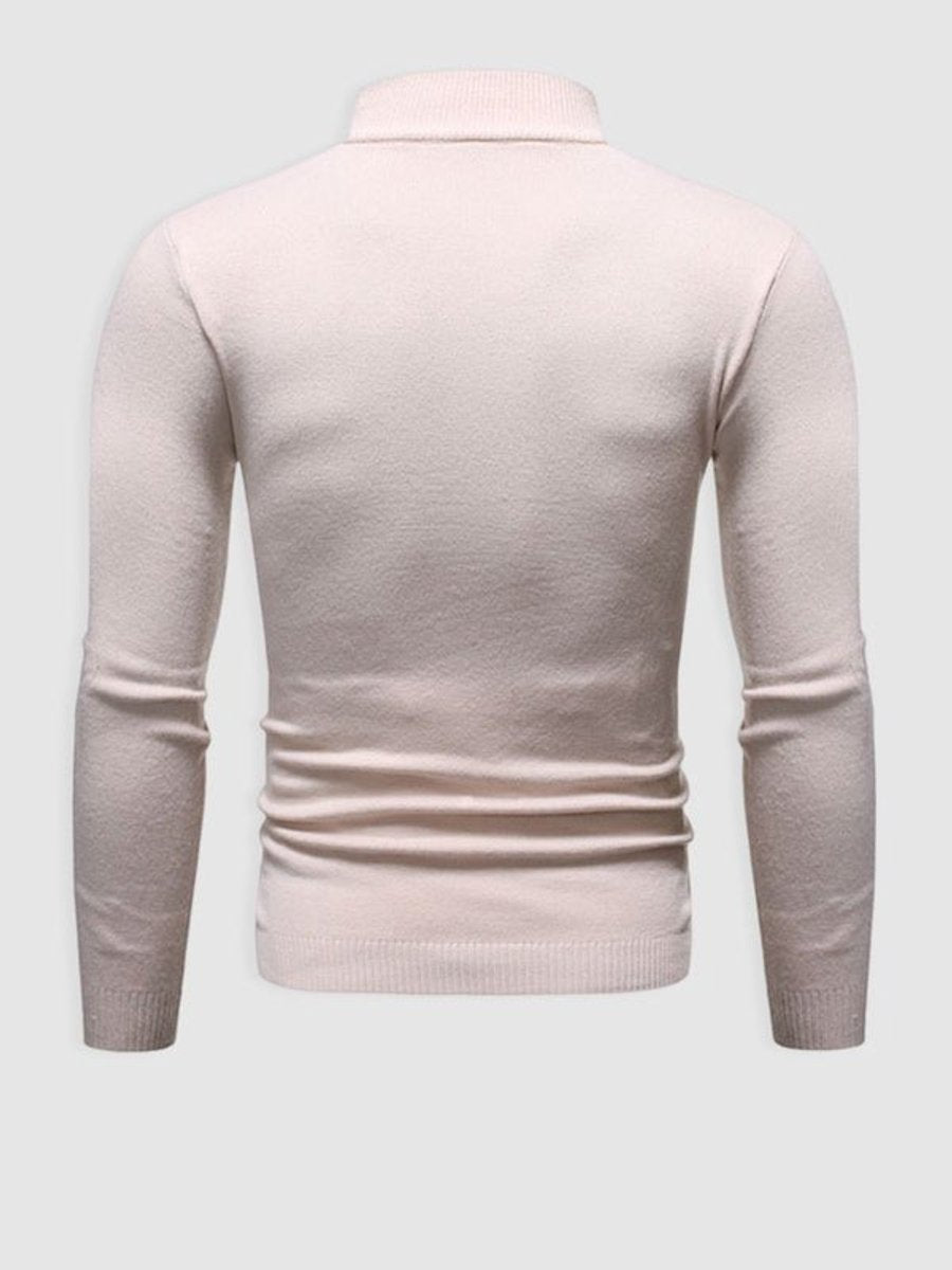 Mens Slim-Fit Henley Long-Sleeve Knit Turtleneck Jumper
