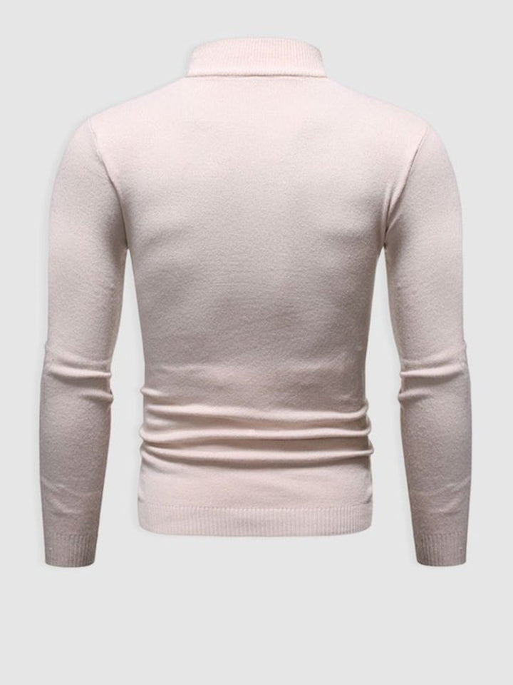 Mens Slim-Fit Henley Long-Sleeve Knit Turtleneck Jumper