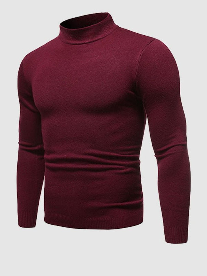 Mens Slim-Fit Henley Long-Sleeve Knit Turtleneck Jumper
