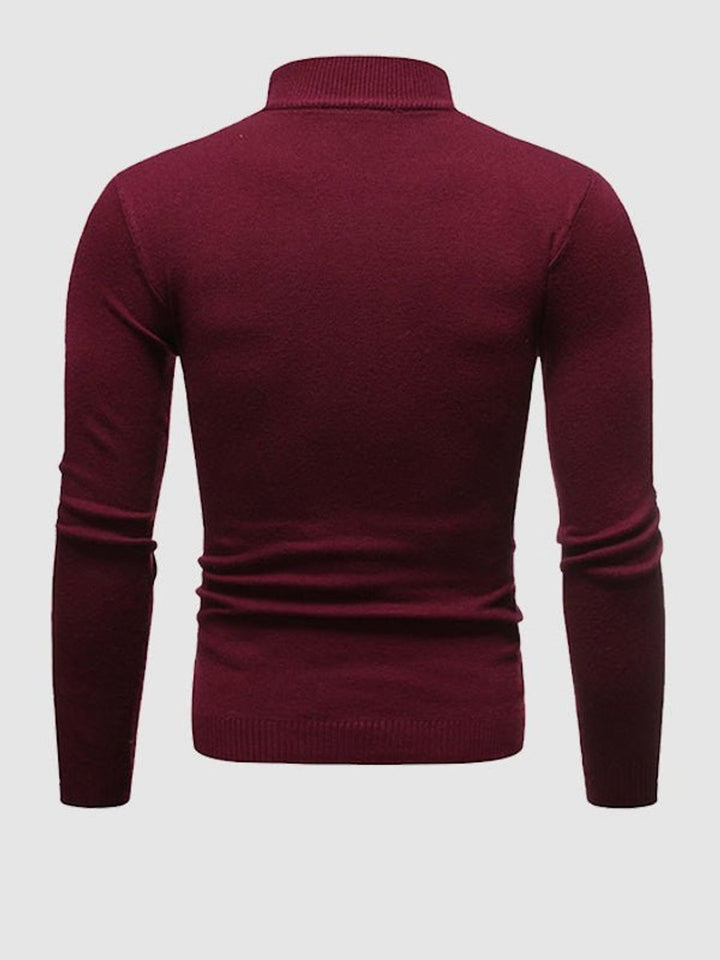 Mens Slim-Fit Henley Long-Sleeve Knit Turtleneck Jumper