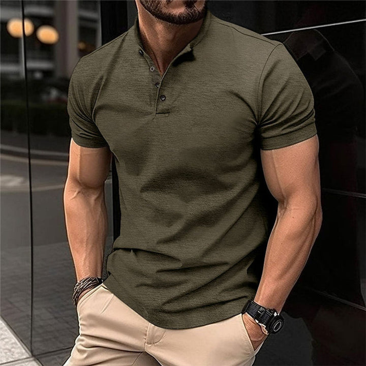 Men's Slim-Fit Henley Short-Sleeve Casual Shirt