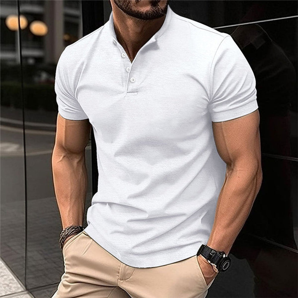 Men's Slim-Fit Henley Short-Sleeve Casual Shirt