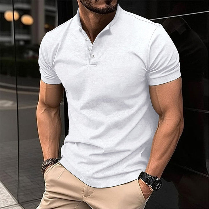Men's Slim-Fit Henley Short-Sleeve Casual Shirt