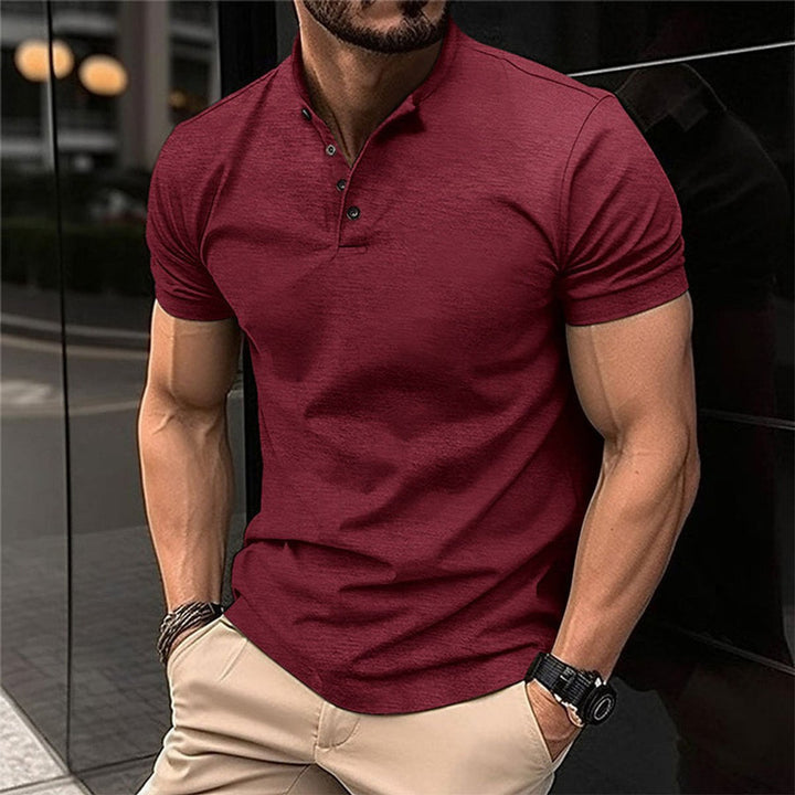 Men's Slim-Fit Henley Short-Sleeve Casual Shirt
