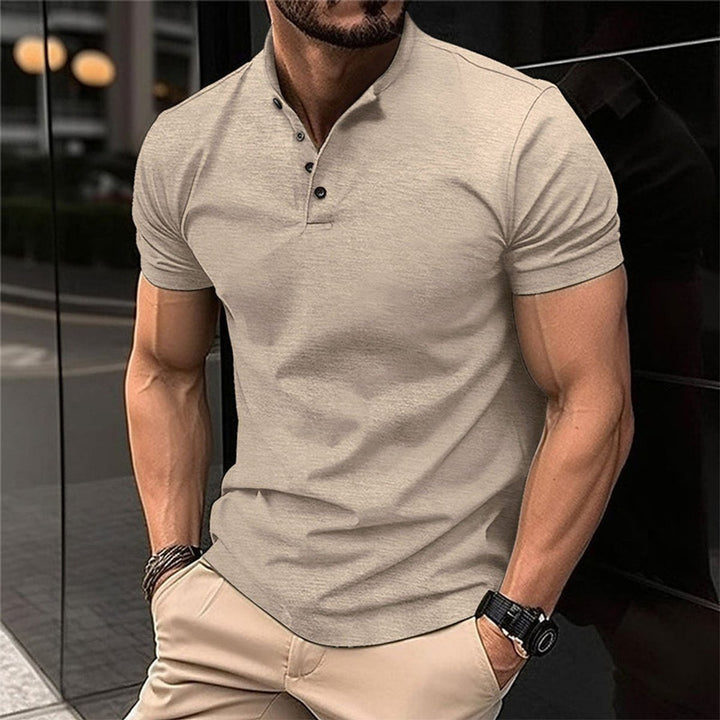 Men's Slim-Fit Henley Short-Sleeve Casual Shirt