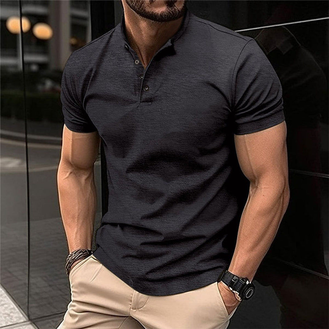 Men's Slim-Fit Henley Short-Sleeve Casual Shirt