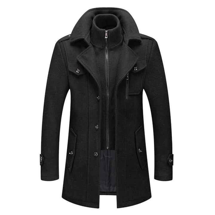 Men's Slim-Fit Knitted Polo Zip Wool-Blend Winter Overcoat