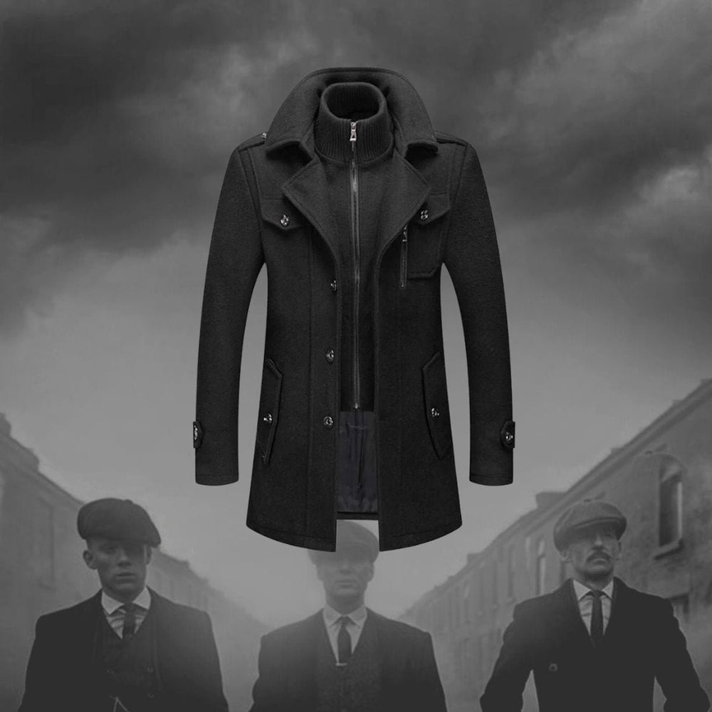 Men's Slim-Fit Knitted Polo Zip Wool-Blend Winter Overcoat