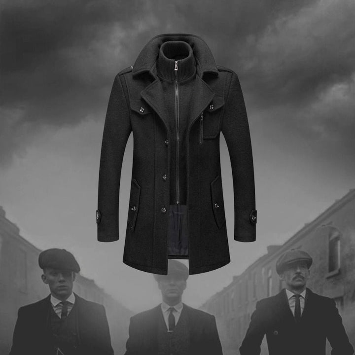Men's Slim-Fit Knitted Polo Zip Wool-Blend Winter Overcoat
