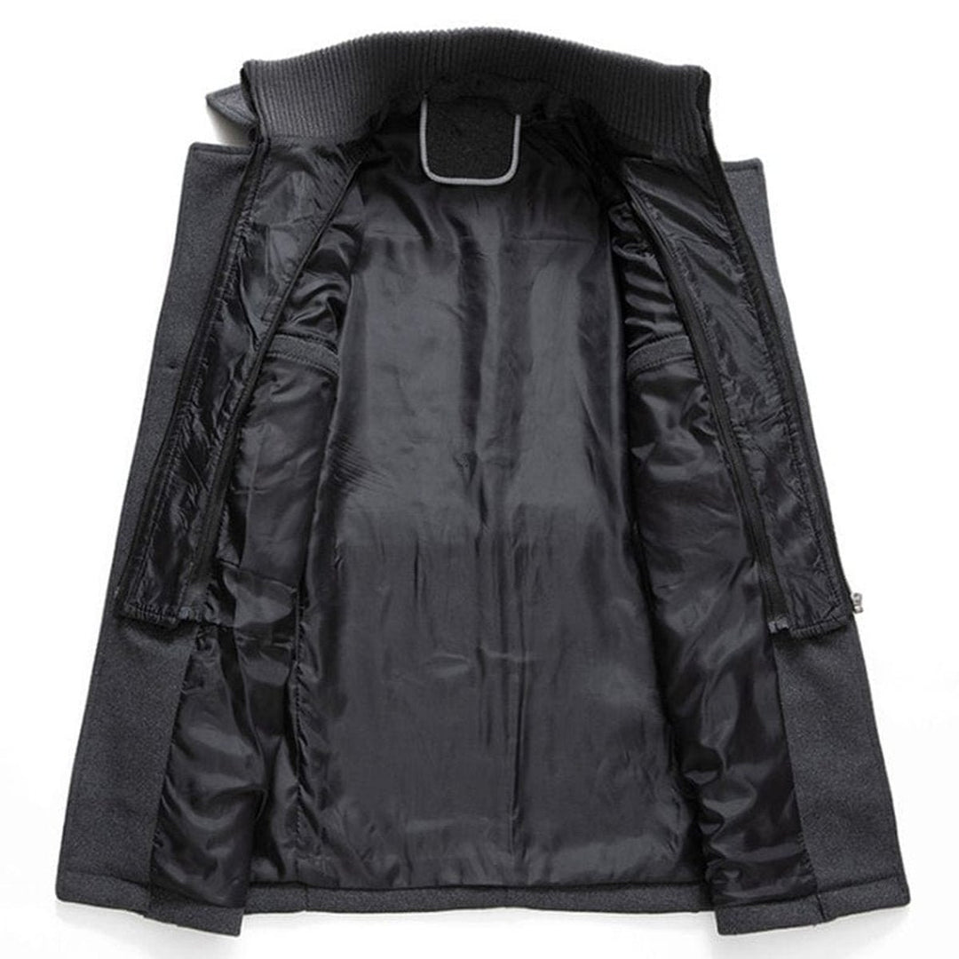 Men's Slim-Fit Knitted Polo Zip Wool-Blend Winter Overcoat