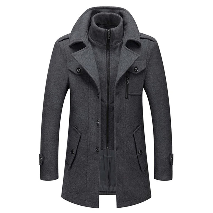Men's Slim-Fit Knitted Polo Zip Wool-Blend Winter Overcoat