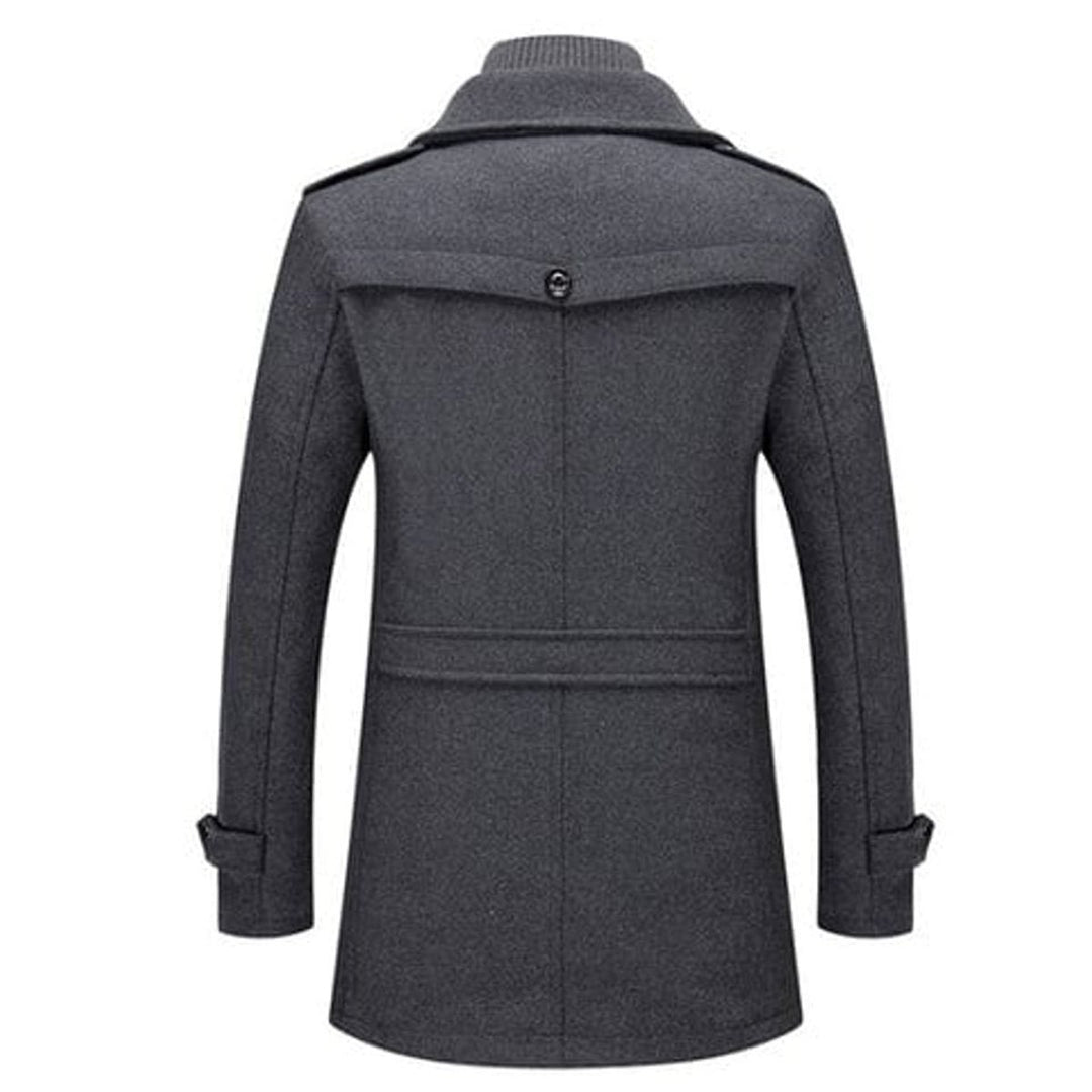 Men's Slim-Fit Knitted Polo Zip Wool-Blend Winter Overcoat