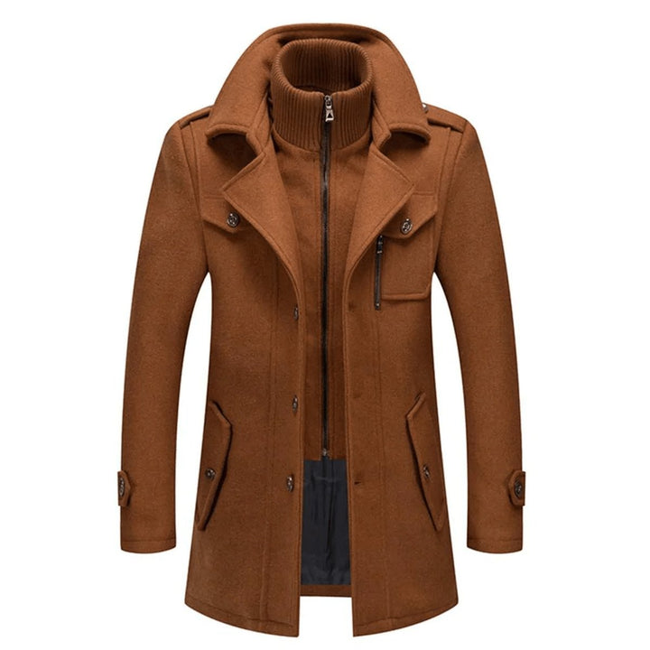 Men's Slim-Fit Knitted Polo Zip Wool-Blend Winter Overcoat