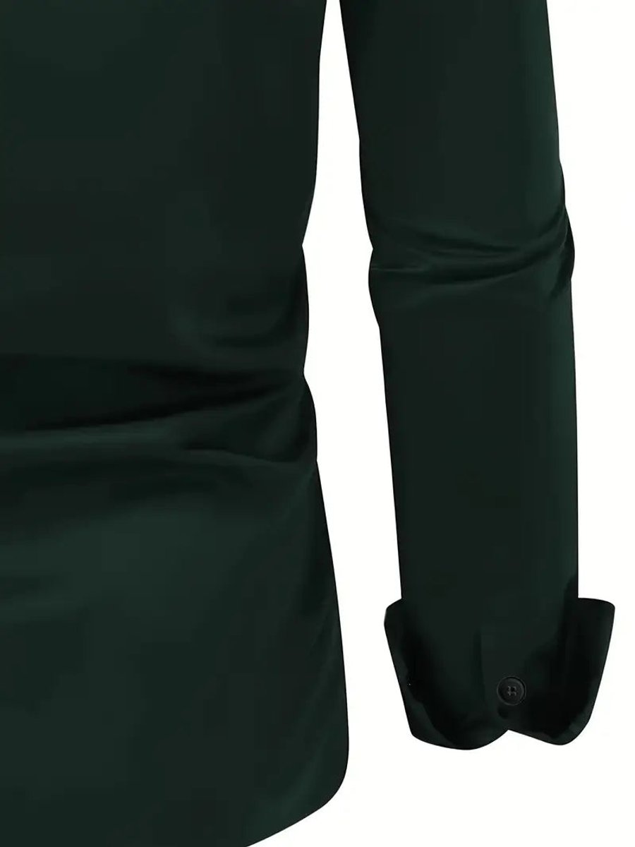 Mens Slim Fit Long Sleeve Button-Down Dress Shirt