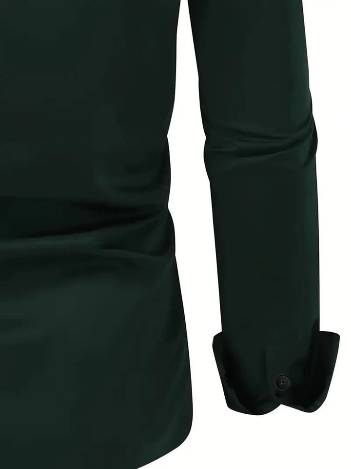 Mens Slim Fit Long Sleeve Button-Down Dress Shirt