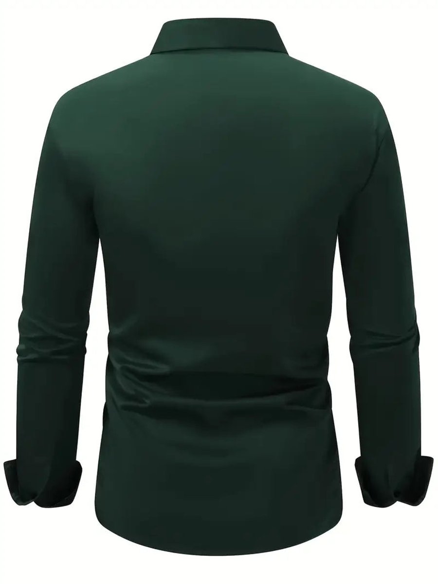 Mens Slim Fit Long Sleeve Button-Down Dress Shirt