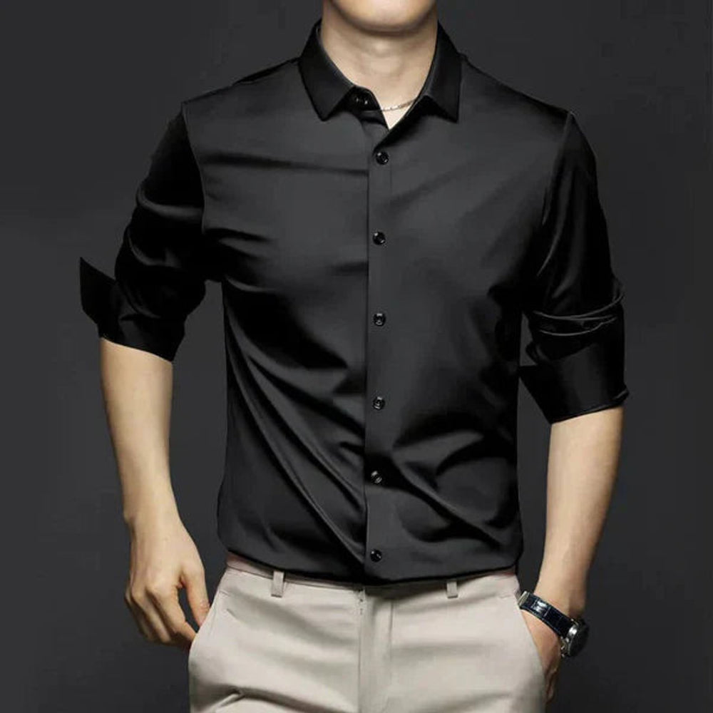 Mens Slim Fit Long-Sleeve Dress Shirt Smart Casual Button-Up