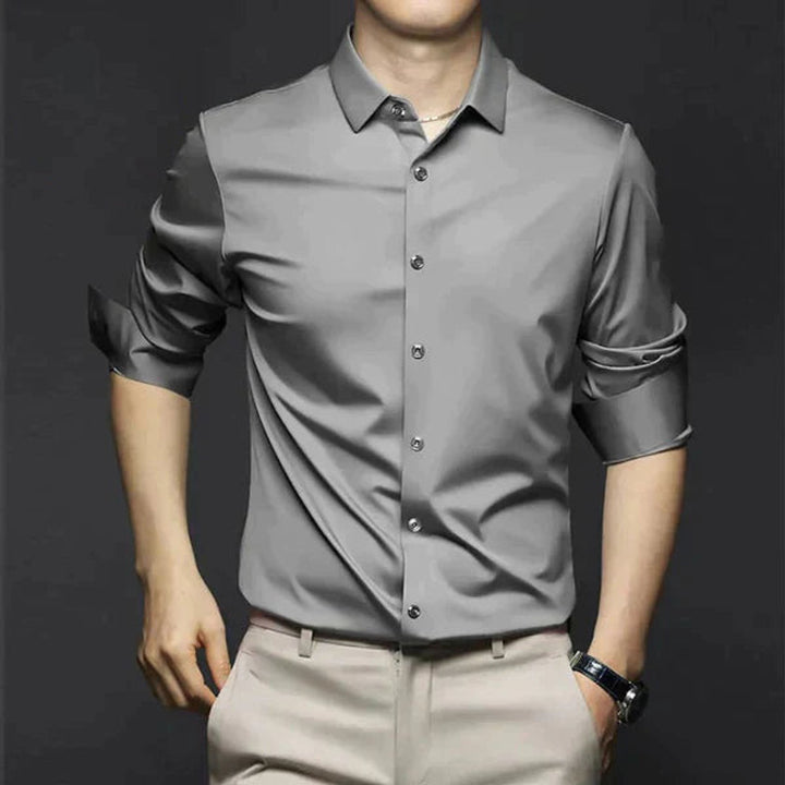 Mens Slim Fit Long-Sleeve Dress Shirt Smart Casual Button-Up