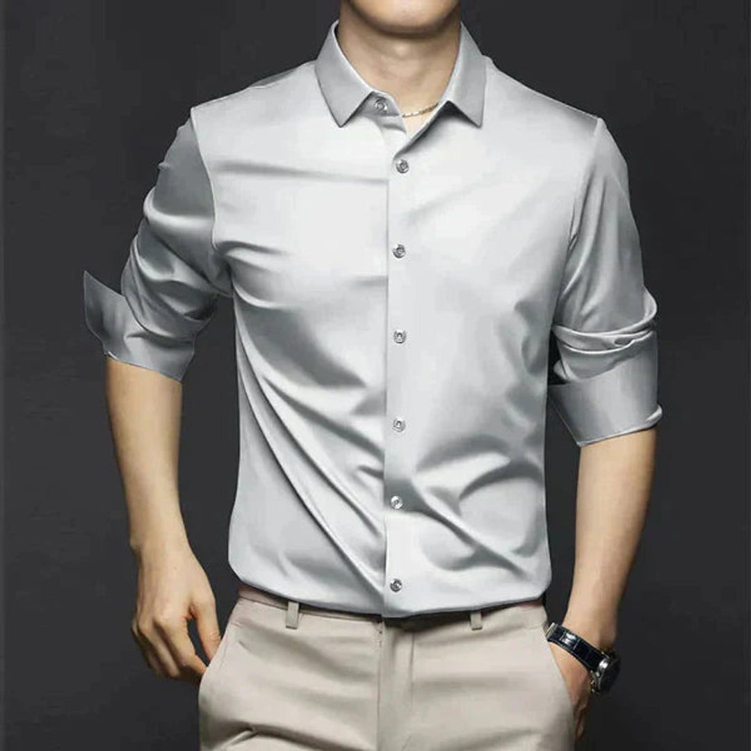 Mens Slim Fit Long-Sleeve Dress Shirt Smart Casual Button-Up