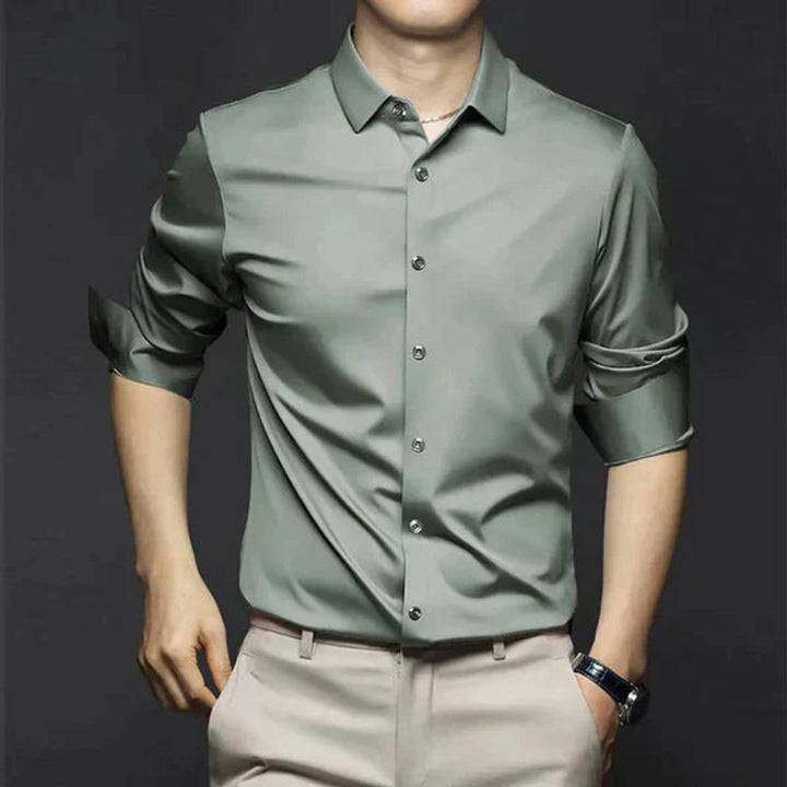 Mens Slim Fit Long-Sleeve Dress Shirt Smart Casual Button-Up