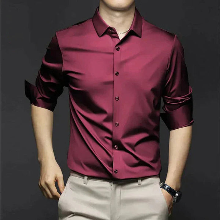 Mens Slim Fit Long-Sleeve Dress Shirt Smart Casual Button-Up