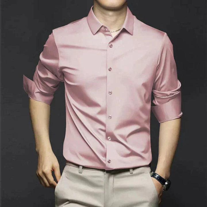 Mens Slim Fit Long-Sleeve Dress Shirt Smart Casual Button-Up