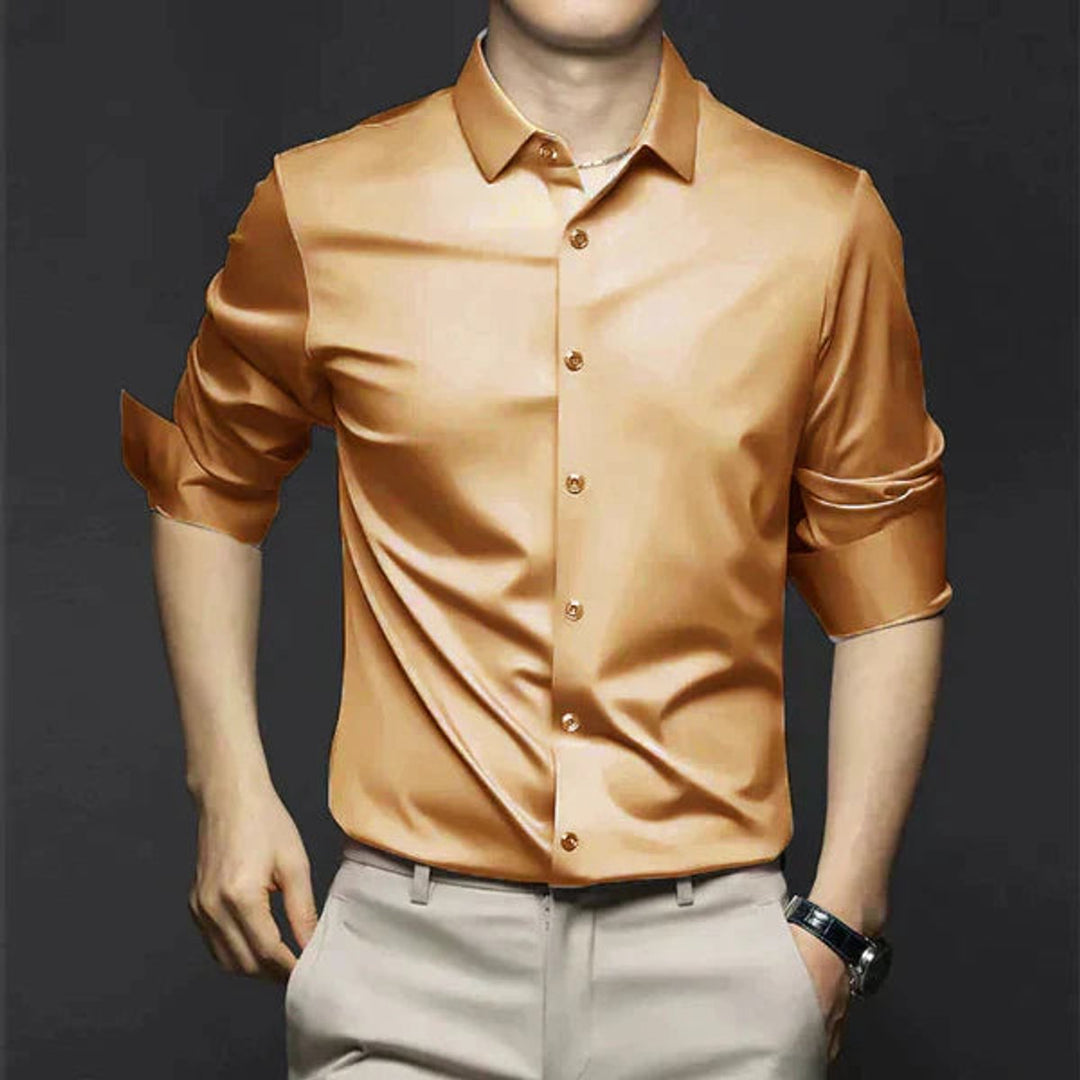 Mens Slim Fit Long-Sleeve Dress Shirt Smart Casual Button-Up