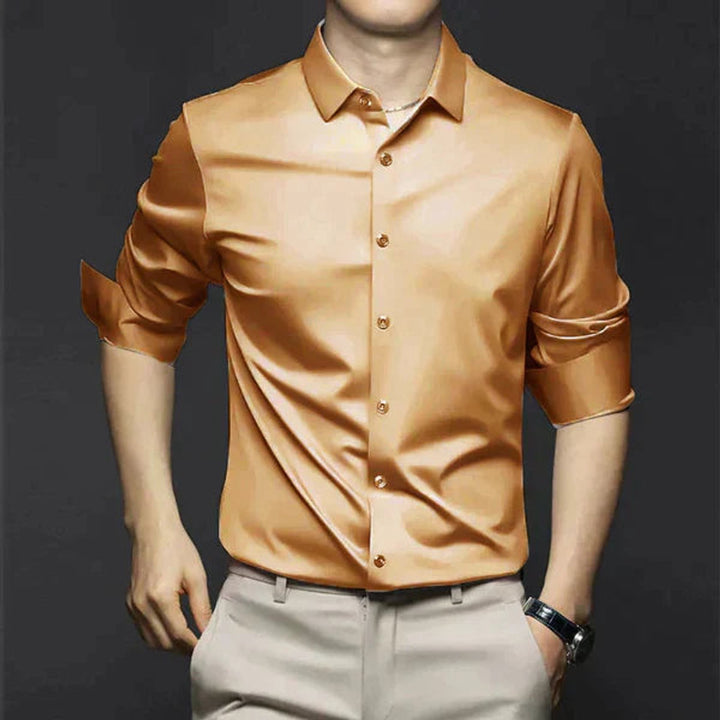 Mens Slim Fit Long-Sleeve Dress Shirt Smart Casual Button-Up