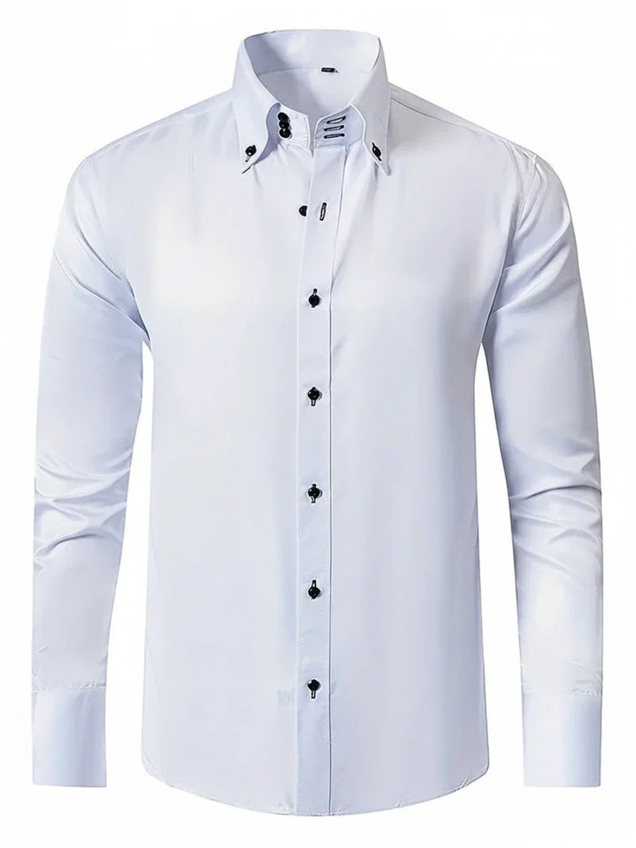 Men's Slim-Fit Long-Sleeve Formal Button-Down Shirt