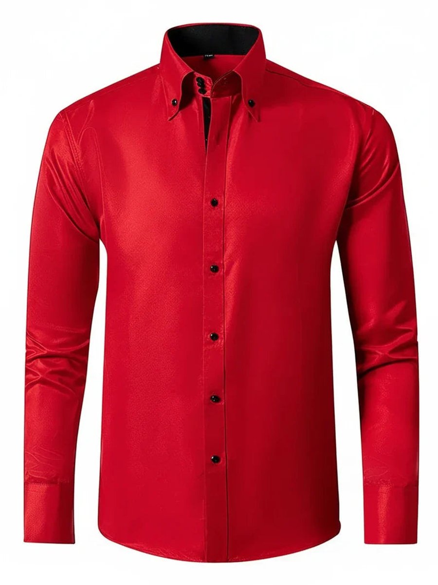 Men's Slim-Fit Long-Sleeve Formal Button-Down Shirt