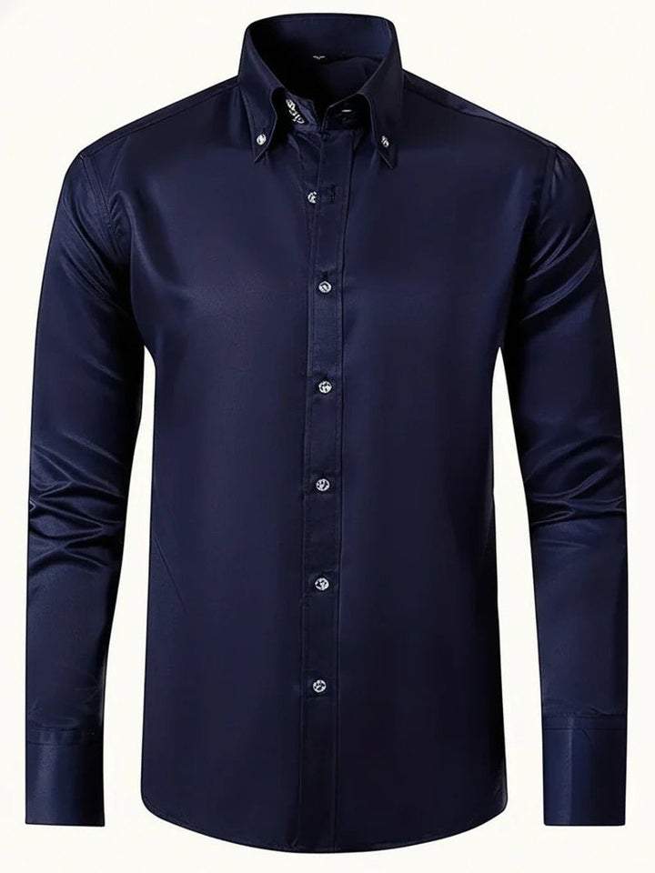 Men's Slim-Fit Long-Sleeve Formal Button-Down Shirt