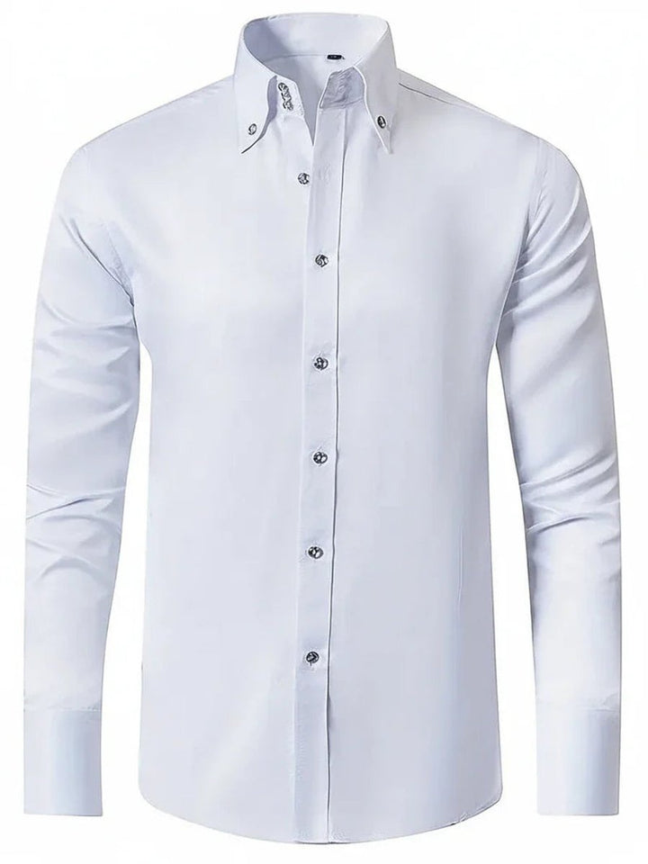 Men's Slim-Fit Long-Sleeve Formal Button-Down Shirt