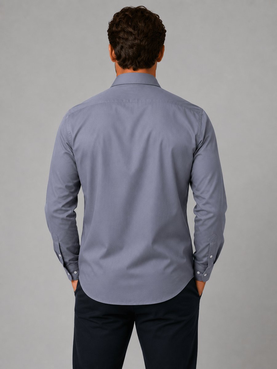 Men's Slim Fit Long-Sleeve Henley Dress Shirt Smart Formal