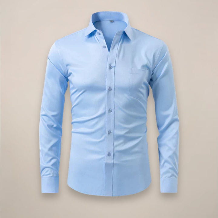 Men's Slim-Fit Long-Sleeve Shirt Classic Smart-Casual Button-Up