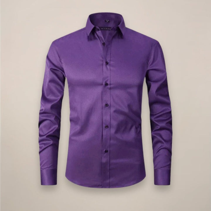 Men's Slim-Fit Long-Sleeve Shirt Classic Smart-Casual Button-Up