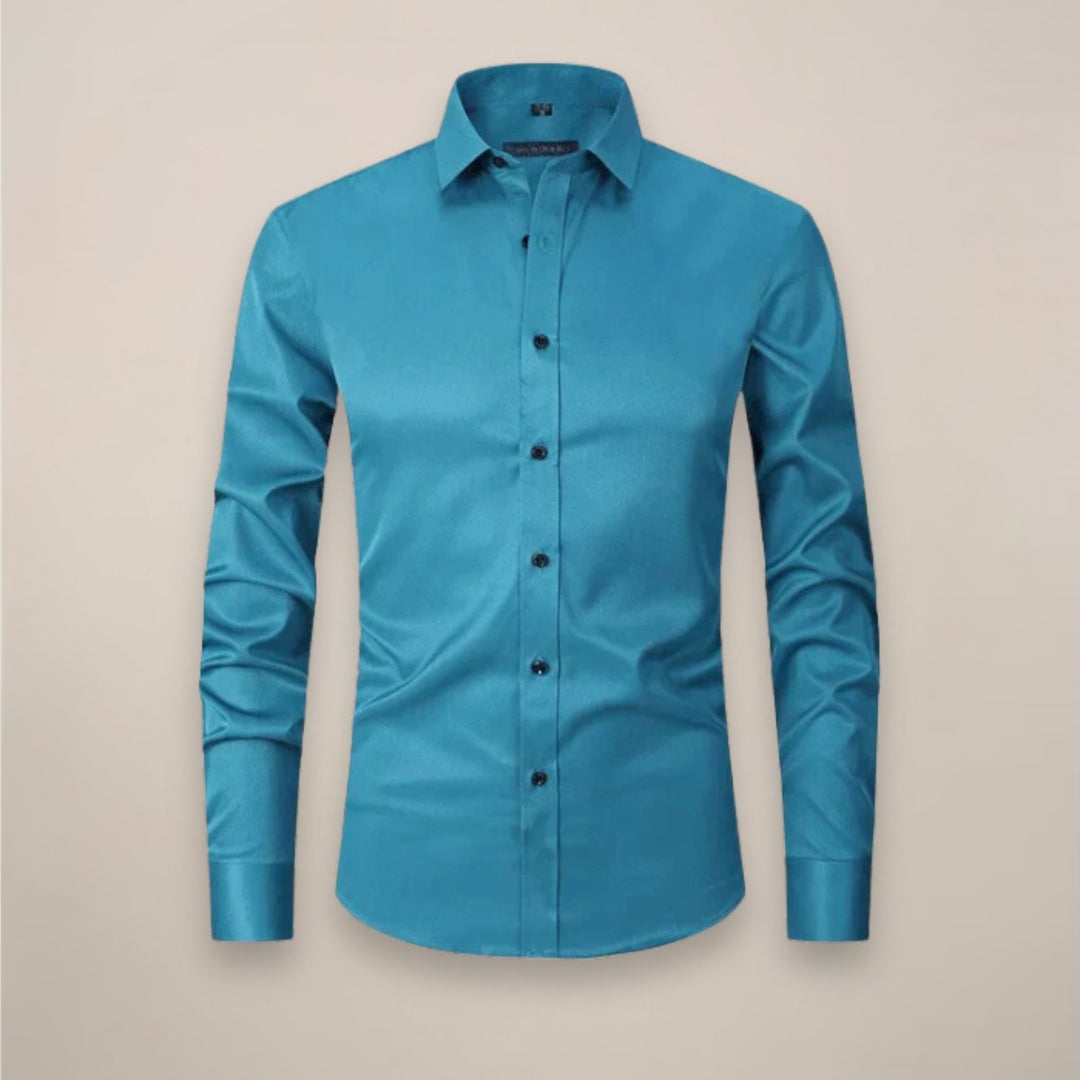 Men's Slim-Fit Long-Sleeve Shirt Classic Smart-Casual Button-Up