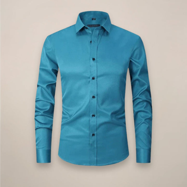 Men's Slim-Fit Long-Sleeve Shirt Classic Smart-Casual Button-Up