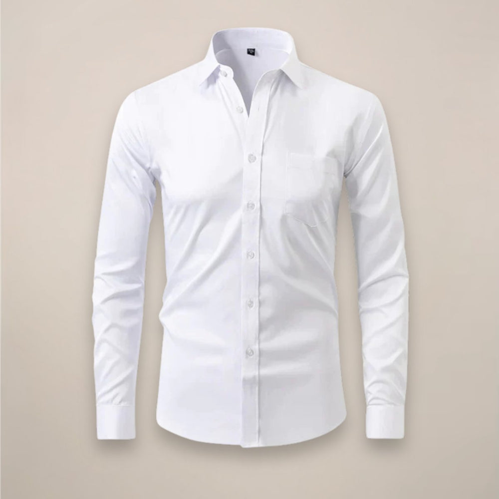 Men's Slim-Fit Long-Sleeve Shirt Classic Smart-Casual Button-Up