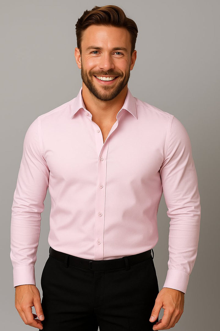 Men's Slim-Fit Long-Sleeve Shirt Classic Smart-Casual Button-Up