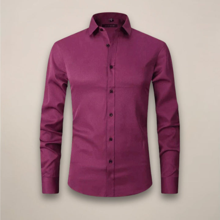 Men's Slim-Fit Long-Sleeve Shirt Classic Smart-Casual Button-Up
